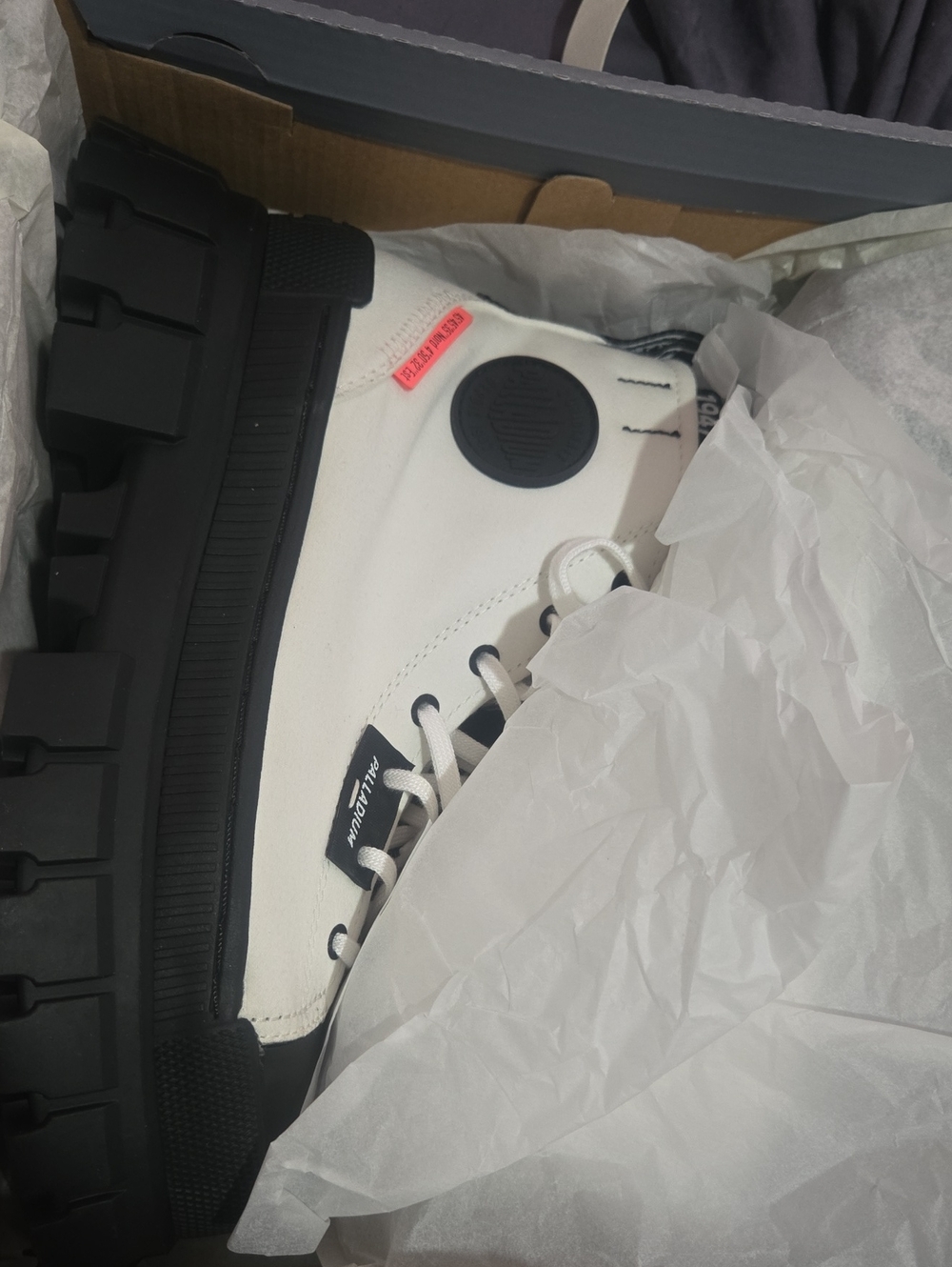 Women's Palladium White High-Top Sneakers with Black Platform Sole